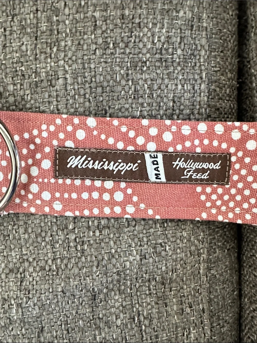 Mississippi Made Hollywood Feed Dog Collar Alyssa Pink Dot 1.5” Wide L/XL